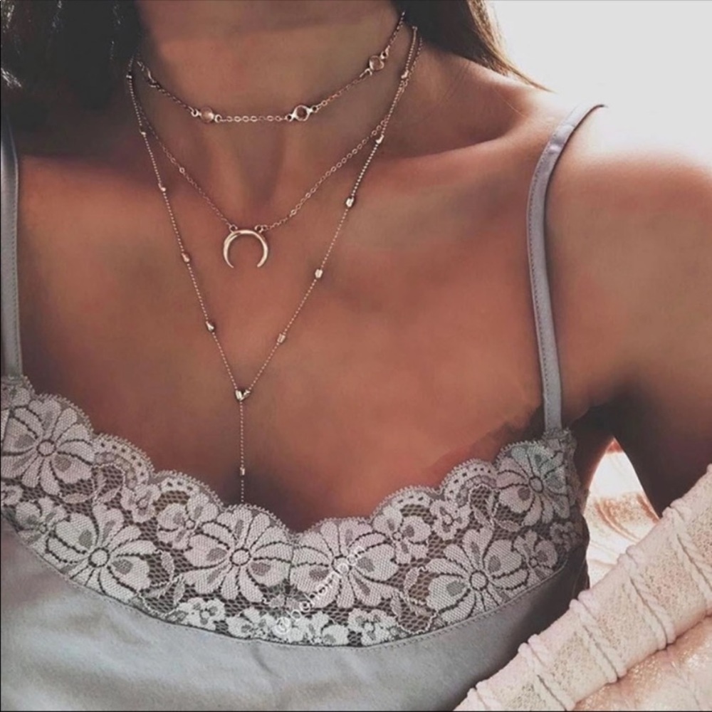Moon layered choker necklace